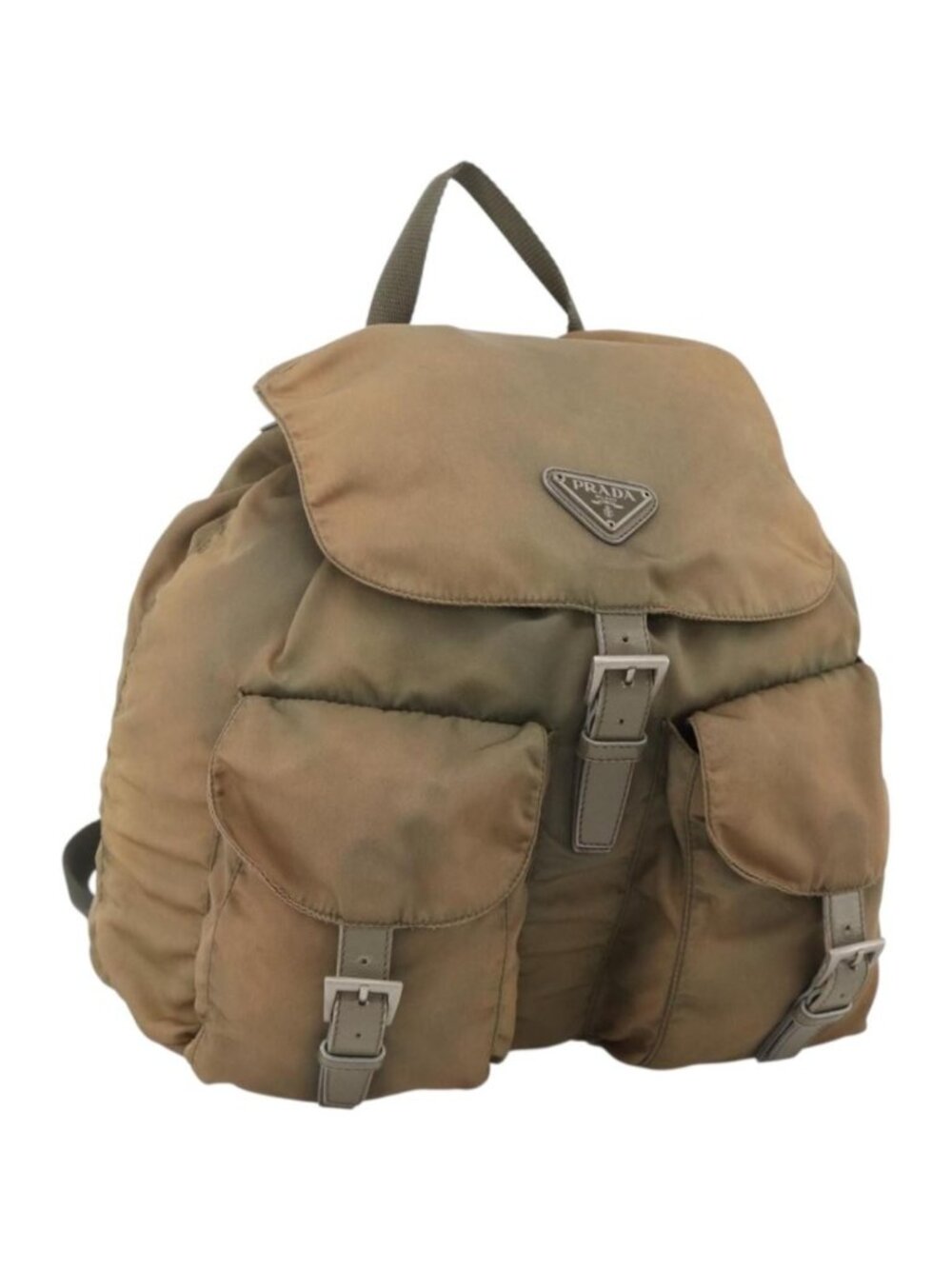 PRADA Backpack Nylon Khaki Silver